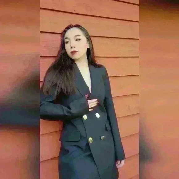 Zara black blazer dress with golden buttons double-breasted style size xs - Picture 13 of 16